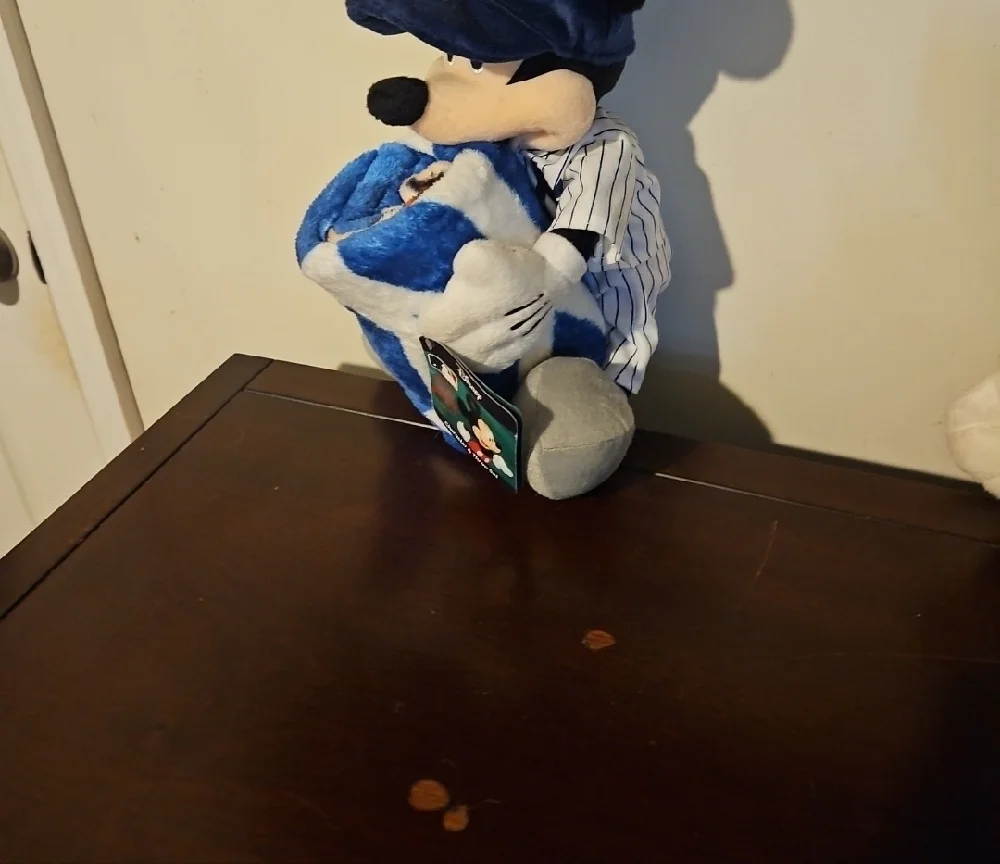 Disney Mickey Mouse Plush with Navy Cap and Blue-White Blanket - Picture 3 of 4